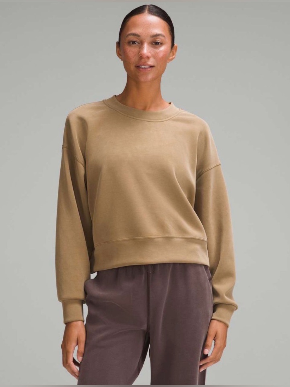 Lululemon Softstreme Perfectly Oversized Cropped Crew in Allspice